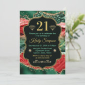 マーブルクリスマスゲート&金ゴールドグリッター誕生日 招待状 (スタンド正面)