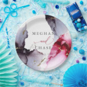 マーブルクリムゾンとアメジスト紙プレート ペーパープレート (パーティー)