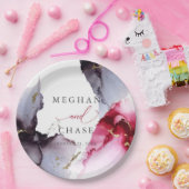 マーブルクリムゾンとアメジスト紙プレート ペーパープレート (パーティー)