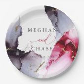 マーブルクリムゾンとアメジスト紙プレート ペーパープレート (正面)