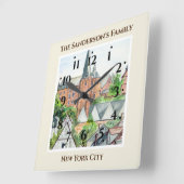 マーブルグアルツタットドイツタウンスケ絵画ープズ スクエア壁時計 (傾斜)