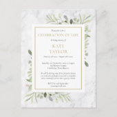 マーブルグリーナリーお祝いオブライフ招待状 ポストカード (正面)