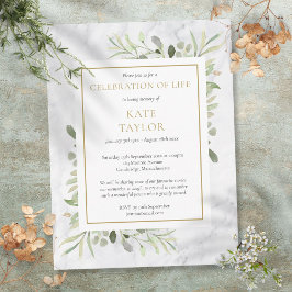 マーブルグリーナリーお祝いオブライフ招待状 ポストカード