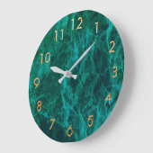 マーブルグリーン金ゴールドエレガントクラシック ラージ壁時計 (傾斜)