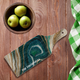 マーブルグリーン金ゴールドエレガントグリッターパーソナライズされた カッティングボード