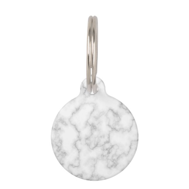 マーブルグレー白大理石石模様背景 ペット　ネームタグ (正面)