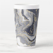 マーブルグレー、白、金ゴールド カフェラテマグ (正面)