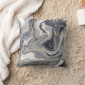 マーブルグレー、白、金ゴールド クッション (ブランケット)