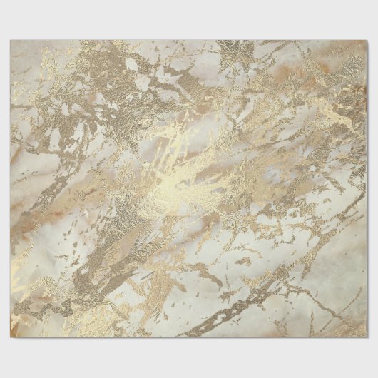 マーブルシャンパイニュ金ゴールドセピアクリームメタルストローク ラッピングペーパー (フラット)