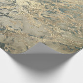 マーブルシャンパイニュ金ゴールドセピアブルーメタルストローク ラッピングペーパー (角)