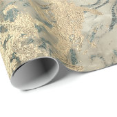 マーブルシャンパイニュ金ゴールドセピアブルーメタルストローク ラッピングペーパー (ロールコーナー)
