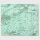 マーブルシルバーグレーミントグリーンフローラフォイルローレル ラッピングペーパー (フラット)