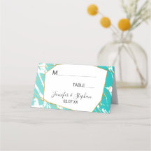 マーブルシーフォームティール（緑がかった色）金ゴールド幾何学的座席表