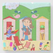 マーブルストーンコースタービーチおもしろいアイスクリーム ストーンコースター (正面)