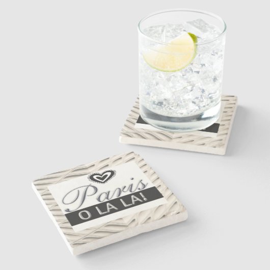 マーブルストーンコースターフランス，パリ ストーンコースター (横)