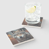 マーブルストーンコースター – イエローストーンウルフ ストーンコースター (横)