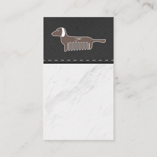 マーブルストーンペットグルーミングドッグアイコン |レザー 名刺 (裏面)