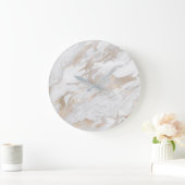 マーブルストーンホワイト金ゴールドベージュアイボリークリームグレー ラージ壁時計 (ホーム)