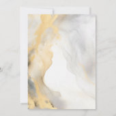 マーブルストーン金ゴールドグレー金ゴールドフローラ結婚ズ 招待状 (裏面)