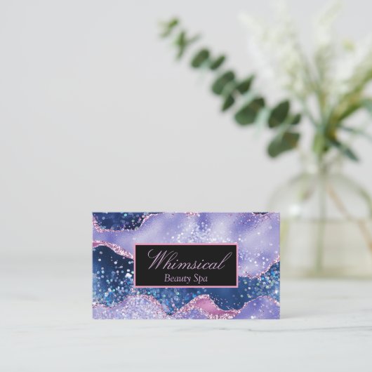 マーブルスパークルアゲートデザイン美しいスパビジネスカ 名刺 (スタンド正面)