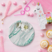 マーブルティファニーミントエメラルドホワイトジャスミングリッター ペーパープレート (パーティー)