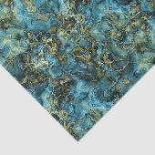 マーブルティール(緑がかった色)ターコイズフェイク金ゴールド瑪瑙アートパターン 薄葉紙 (詳細)
