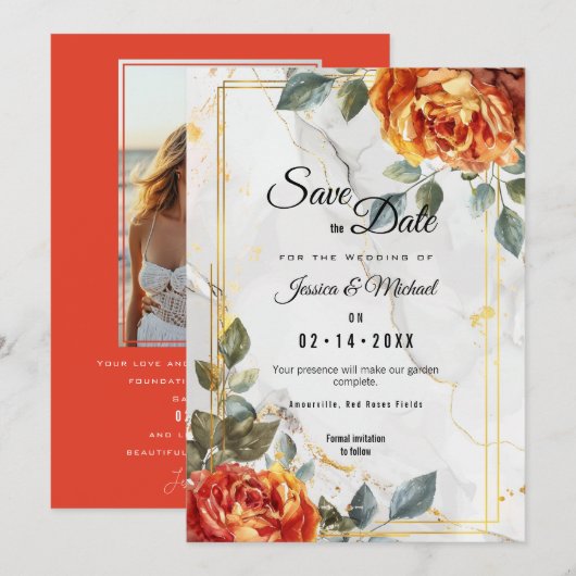 マーブルドリームズ オレンジローズエレガンスコレクション セーブザデート (正面/裏面)