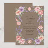 マーブルバイオレットのリースの結婚式 招待状 (正面/裏面)