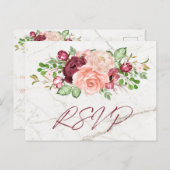 マーブルバエレガントルガンディマウブピーチRSVP インビテーションポストカード (正面/裏面)