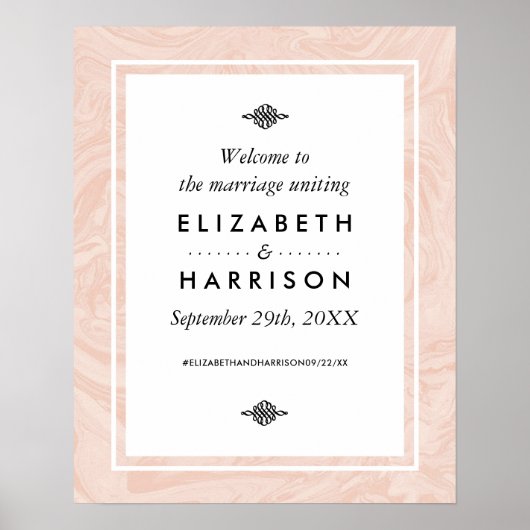 マーブルバラエレガントヴィンテージウェディングウェルカム ポスター (正面)