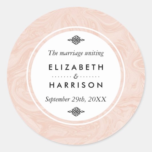 マーブルバラエレガントヴィンテージウェディングサンキュー ラウンドシール (正面)