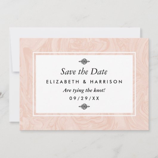 マーブルバラエレガントヴィンテージウェディング日付を保存 セーブザデート (正面)