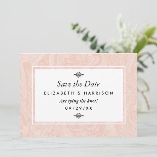 マーブルバラエレガントヴィンテージウェディング日付を保存 セーブザデート (スタンド正面)