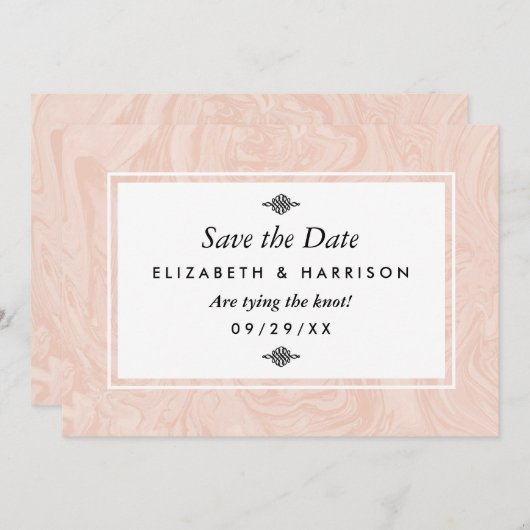 マーブルバラエレガントヴィンテージウェディング日付を保存 セーブザデート (正面/裏面)