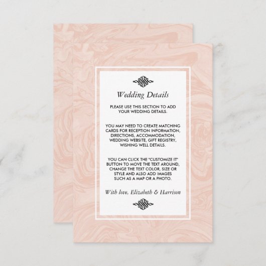 マーブルバラエレガントヴィンテージウェディング詳細 エンクロージャーカード (正面/裏面)