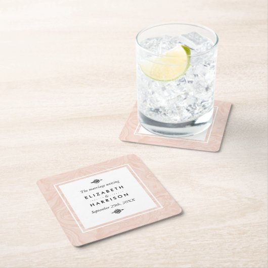 マーブルバラエレガントヴィンテージウェディング スクエアペーパーコースター (インサイチュ)