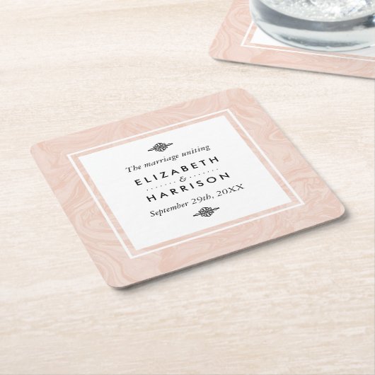 マーブルバラエレガントヴィンテージウェディング スクエアペーパーコースター (アングル)