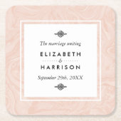 マーブルバラエレガントヴィンテージウェディング スクエアペーパーコースター (正面)