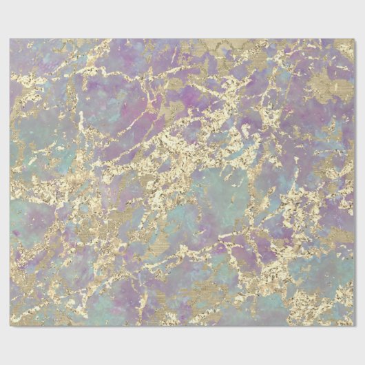 マーブルパステル金ゴールドアクアストロークギフトアイディア ラッピングペーパー (フラット)