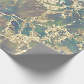 マーブルパステル金ゴールドブルーティール(緑がかった色)ストロークギフトアイディア ラッピングペーパー (角)