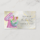 マーブルパティスリーシェフベーカリーピンククリーム 名刺 (正面)