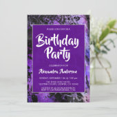 マーブルパープル宇宙銀河系ウィズスターズ誕生日 招待状 (スタンド正面)