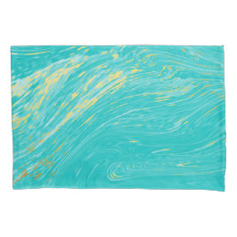 マーブルビューティフル金ゴールドエレガントブルーデザイン 枕カバー