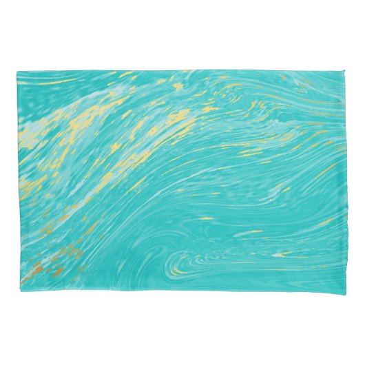 マーブルビューティフル金ゴールドエレガントブルーデザイン 枕カバー (正面)