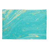 マーブルビューティフル金ゴールドブルーモンエレガントグラム 枕カバー (裏面)