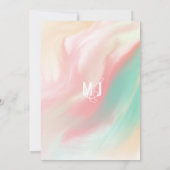 マーブルピはっきりしたンクティール（緑がかった色）ピーチタイポグラフィ結婚ズ 招待状 (裏面)