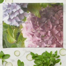 マーブルピンクの紫陽花 キッチンタオル