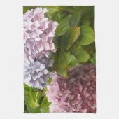 マーブルピンクの紫陽花 キッチンタオル (縦)