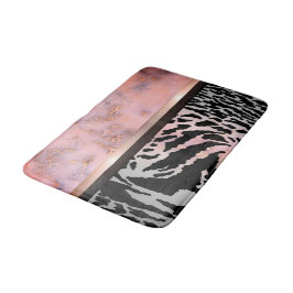 マーブルピンクシックタイガーサファリプリント バスマット