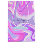 マーブルピンクパープルターコイズメディア抱き枕 ミディアムペーパーバッグ (正面)